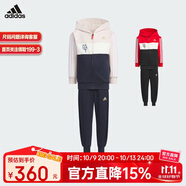 阿迪達(dá)斯（adidas）童裝春節(jié)款中國紅印花運(yùn)動(dòng)休閑長袖連帽套裝 JF3869粉 128cm 