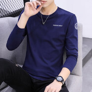 森馬男裝上衣服男士長(cháng)袖T恤潮流純色純棉白體秋衣內搭春夏季打底衫 藏青色 長(cháng) 袖hk XL