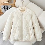 覓鑫誠品2025秋冬新款棉服女短款寬松顯瘦保暖大碼棉衣韓版輕薄圓領(lǐng)棒球服 白色 M 90-112 斤