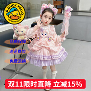 G.DUCKKIDS童裝洛麗塔公主裙女童連衣裙秋冬季加絨加厚玲娜貝兒生日禮服兒童 8818粉色洛麗塔【不加絨】 150 尺碼11~12歲【140-150cm】