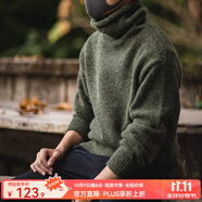 馬登工裝 秋冬季高領(lǐng)針織衫馬海毛舒適保暖毛衣男士套頭打底衫男新款 墨綠色 M