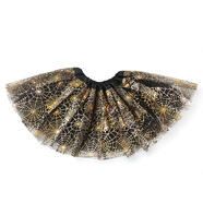 萬(wàn)圣節紗裙蓬蓬裙tutu群蜘蛛南瓜三層六片網(wǎng)紗裙骷髏頭巫婆半身裙 金蜘蛛網(wǎng) M 30C兒童款