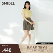 SNIDEL秋冬金屬扣裝飾百搭高腰休閑A字毛呢百褶短裙SWFS234227 格紋 S (0)