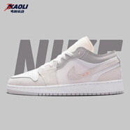 耐克（NIKE）【潮】Air Jordan aj1板鞋男女情侶款低幫耐磨透氣休閑運動(dòng)籃球鞋 DQ3727/DN1635-100淺灰粉 女款GS 38