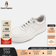 暇步士（Hush Puppies）男士休閑板鞋真皮2025新款簡約百搭緩震小白鞋 奶昔白 39