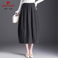 皮爾卡丹（pierre cardin）灰色毛呢半身裙秋冬女士花苞裙2025新款高腰顯瘦a字燈籠半裙冬裙 灰色 2XL