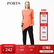 PORTSPorts寶姿女裝 新品不規則下擺純色長(cháng)袖毛衣LV9K418DXF003 橙色 M