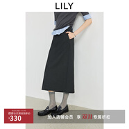 LILY可機(jī)洗2025秋新款含羊毛不易掉色格雷系職業(yè)通勤深色直筒裙女 509深灰 M