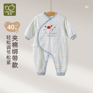拉比嬰兒衣服寶寶連體衣夾棉保暖長(zhǎng)袖新生兒家居爬服灰藍(lán)66