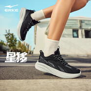 鴻星爾克（ERKE）女鞋星移軟底跑步鞋黑色網(wǎng)面透氣夏季正品增高防滑女士休 3276正黑/碳灰 35