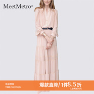 MeetMetro瑪依爾時尚高腰連衣裙2025夏新款氣質顯瘦仙女裙蛋糕裙 藕粉MD809633【現(xiàn)貨】 L