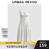 UR夏季新款女裝森系小清新縮褶提花無袖連衣裙UWL740066 本白 XL
