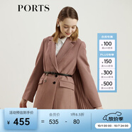 PORTS寶姿女裝 秋冬新品條紋面料時尚長袖夾克SL9J004LFQ043 紅色格子 S (4)