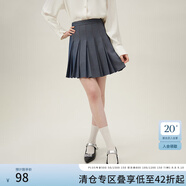 范思藍(lán)恩學(xué)院風(fēng)a字高腰半身裙女春裝2024新款百褶裙短裙24FS11141 牛仔藍(lán) XS