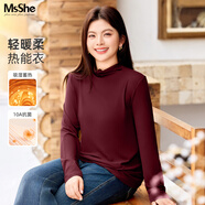 MsShe210克高彈鎖溫肌底衣加大碼女裝顯瘦遮肚子磨毛半高領(lǐng)打底衫內搭 【半高領(lǐng)】波斯紅色現貨 6XL 適合200-240斤