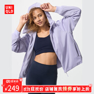 優(yōu)衣庫【狂歡價】女裝雙面穿防風搖粒絨拉鏈連帽外套戶外479697 479697/71淺藍紫色 L