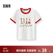 森馬（Semir）哈利波特聯(lián)名短袖T恤女短款2025夏季修身撞色套頭衫109325100045