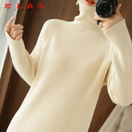RLAS長(cháng)款毛衣女過(guò)膝秋冬新款寬松加厚高領(lǐng)針織連衣裙連體長(cháng)裙內搭打底 奶茶色 M