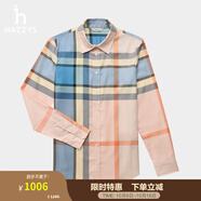 哈吉斯（HAZZYS）女裝 春秋季女士英倫風(fēng)通勤格紋長袖襯衫ASCSK1ACK01 粉色PN S (155/80A 36)