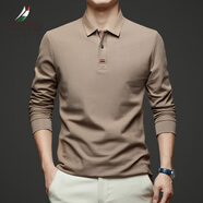 富鋌（FORTEI）純色長(cháng)袖T恤男時(shí)尚翻領(lǐng)POLO男士純棉親膚透氣百搭外穿長(cháng)袖上衣 卡其 165