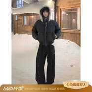 舉風(fēng)黑色連帽pu皮羽絨棉服男款冬季高級感美式毛領(lǐng)外套加厚短款面包服 黑色【升級款】 S （推薦85-100斤）