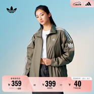 adidas情侶款復古風(fēng)梭織立領(lǐng)夾克外套男女秋季阿迪達斯官方三葉草 巖層橄欖綠 XXS
