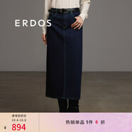 ERDOS 春夏直筒鉛筆裙牛仔百搭時(shí)尚復古可水洗修身顯瘦女半身裙 經(jīng)典藍 M 160/68A