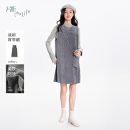片斷（dribs＆drabs）連衣裙女冬季新款圓領(lǐng)無(wú)袖氣質(zhì)疊穿a字裙寬松優(yōu)雅背心裙 灰色 L