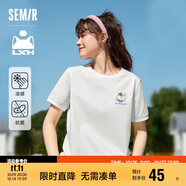 森馬羅小黑短袖T恤女印花俏皮上衣夏卡通圓領(lǐng)套頭衫109324100002