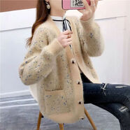 俞兆林（YUZHAOLIN）針織開(kāi)衫外套女2025秋冬新款加厚毛衣外套洋氣減齡開(kāi)衫針織外套女 駝色 S