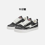 Revenge X SENGT風(fēng)暴閃電板鞋聯(lián)名復古透氣潮流情侶百搭面包鞋子 牛仔黑 36 標準尺碼