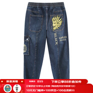 鬼洗雕花鬼金線(xiàn)繡花牛仔褲男潮牌多口袋束腳工裝長(cháng)褲 21B7406 深藍色 76 L (175)