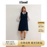 ELAND衣戀連衣裙女格雷系學(xué)院風背心連衣裙百褶下擺裙子 藏青色(59)Navy L 170