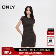 ONLY2025秋季新款金屬裝飾收腰捏褶短裙T恤裙連衣裙女|125161021 E09土質(zhì)棕色 L