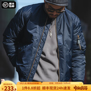 馬登工裝美式復古MA1飛行員棉服夾克男秋冬加厚棉襖棒球服上衣外套 寶藍色 XL