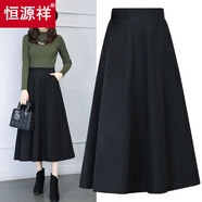 恒源祥大碼長(cháng)裙大擺高腰秋冬女純色毛呢A字裙顯瘦大擺裙子中長(cháng)款半身裙 黑色【裙長(cháng)76CM/有口袋】 S 關(guān)注店鋪優(yōu)先發(fā)貨