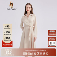 Hush Puppies暇步士女裝春秋季知性?xún)?yōu)雅通勤連衣裙 110杏色 XS
