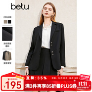 百圖betu女裝春季新款西裝氣質(zhì)小西服外套學(xué)院風(fēng)通勤西服2401T37 黑色 XS