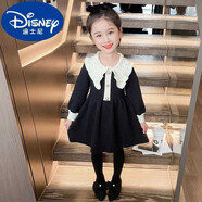 迪士尼（Disney）兒童紅色秋季裙子珍珠過年服新年拜年服女童春秋女寶寶秋冬連衣裙 黑 90 碼15-20斤