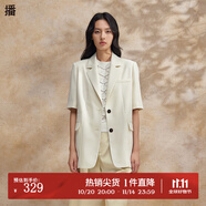 播氣質(zhì)西裝外套女2024春新款薄款短袖小西服上衣DDR2XD5640 O00晚紗 晚紗 L