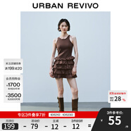 UR2025夏季新款女裝休閑疊層荷葉邊無袖連衣裙UYY750084 咖棕 XS