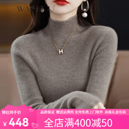 WANKOU半高領(lǐng)羊絨衫女新款秋冬修身加厚毛衣100%山羊絨內搭保暖打底衫女 駝色（升級禮盒包裝） M 建議90-110斤