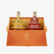 jingdu京都 北京二鍋頭 天壇祈福 清香型白酒 53度純糧釀造鑒藏 53度 500mL 2瓶 禮盒裝橙色