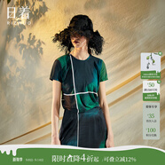 日著（rizhuo）原創(chuàng)設(shè)計(jì)女裝2024夏季新款別致印花上衣薄款寬松棉短袖t恤 青印 L