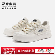 馬克華菲板鞋男鞋秋季2025新款大頭厚底帆布鞋男潮流防滑輕奢增高網(wǎng)鞋子男 米白 【男女同款】 40 皮鞋碼=運(yùn)動(dòng)碼41