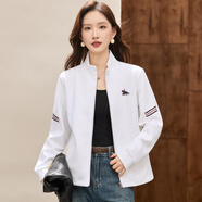 qwqh輕奢設計師品牌 開(kāi)衫短款外套女2025秋季新款韓版洋氣休閑夾克衫 白色【彩條】 立 領(lǐng) L 106-115斤
