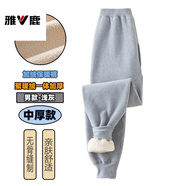 雅鹿兒童單條保暖褲加絨加厚男童德絨褲中大童保暖絨褲青少年加大碼褲 淺灰聚暖絨(中厚偏厚)加絨褲男 M 160碼身高151-160c