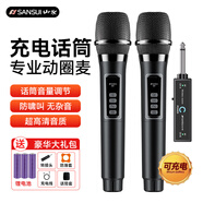 山水（SANSUI）M1 麥克風(fēng)無(wú)線(xiàn)麥克風(fēng)話(huà)筒家用唱歌K歌一拖二戶(hù)外舞臺音響ktv麥克風(fēng)主持會(huì )議卡拉OK直播