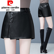 皮爾卡丹（pierre cardin）2025秋冬新款顯瘦休閑皮褲裙韓版修身大碼PU皮裙褲女包臀皮短褲女 黑色B區(qū)6310 4XL 145-155斤