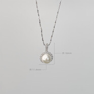 蒂奇S925純銀法式輕奢波光粼粼正圓珍珠項鏈氣質(zhì)感百搭鎖骨925銀 白金色A款-國產(chǎn)施家珍珠